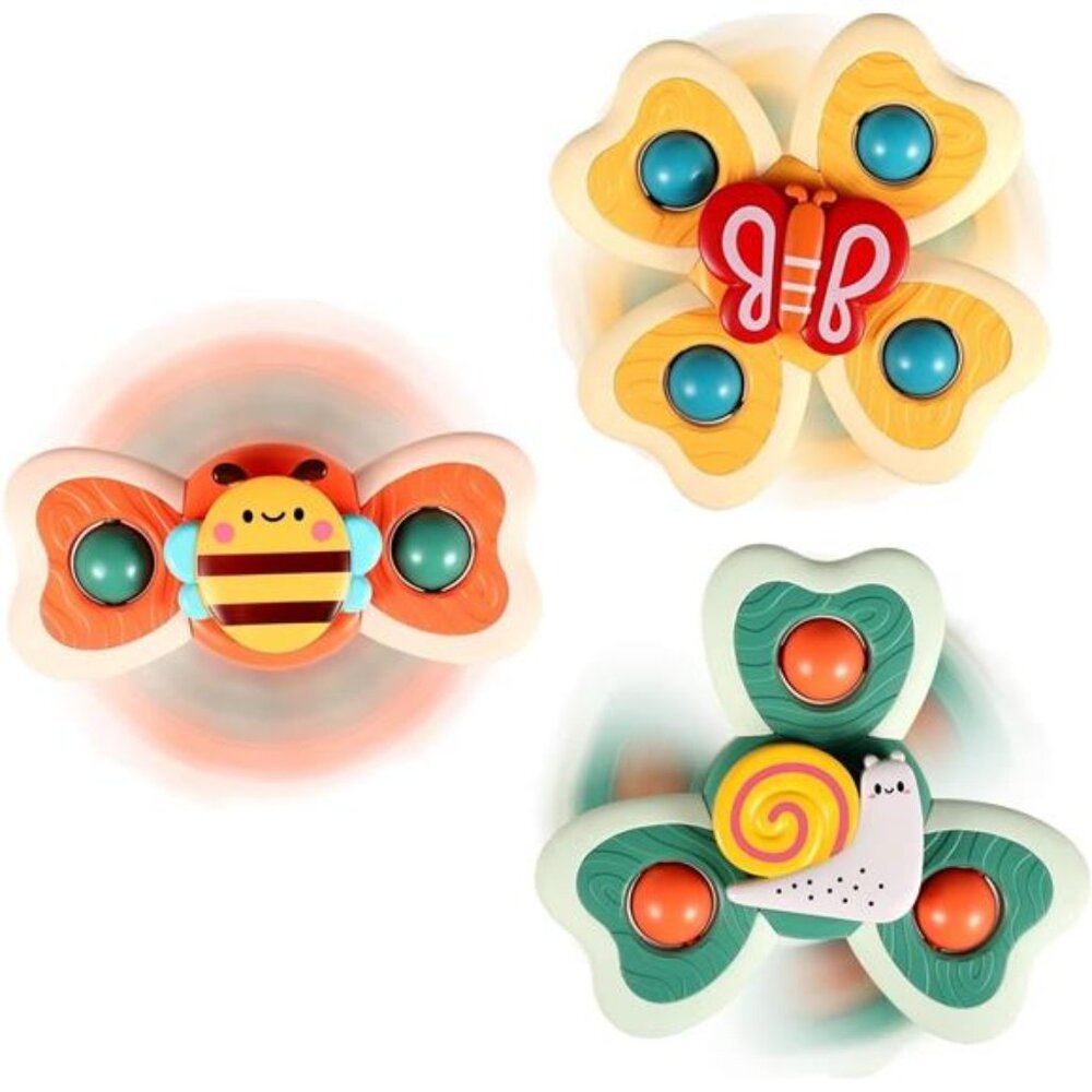 3PCS Suction Cup Spinner Toys for 1 Year Old Boy Girl|Spinning Top Baby Toys